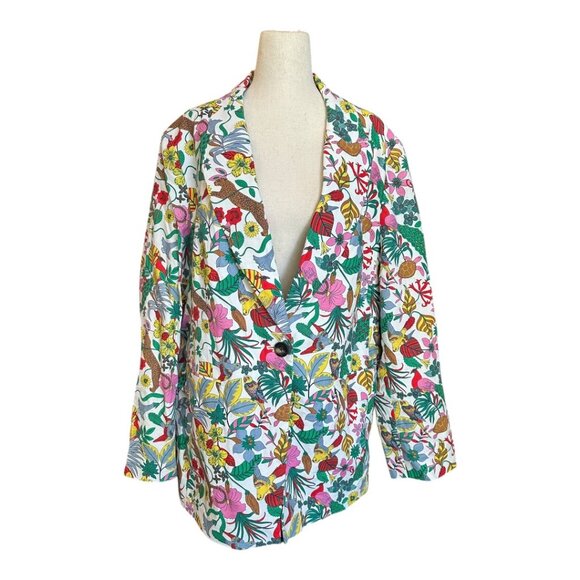 Boden NWOT Thea Wildlife Jungle Floral Linen Blazer Jacket Multicolor - Picture 7 of 12